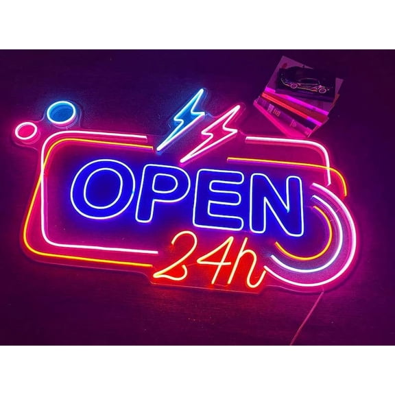 Glowneon Open 24h Neon Signs, Open Sign, Led Lights