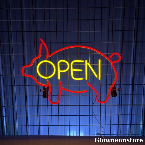 Glowneon Open Butcher Shop Neon Sign, Butcher Shop Led Sign, BBQ Led Sign, Restaurant Decor
