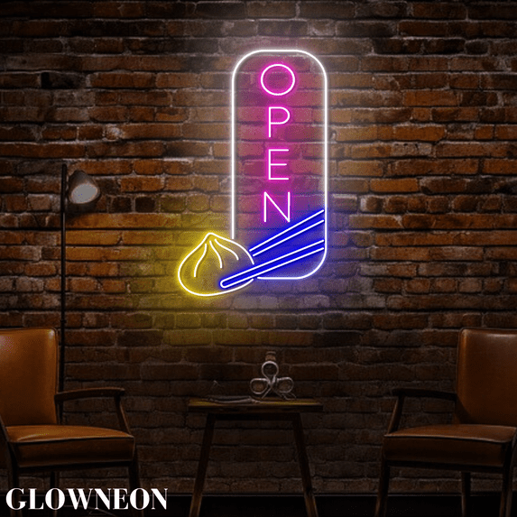 Glowneon Open Dim Sum Restaurant Neon Wall Art, Chinese Dim Sum Sign