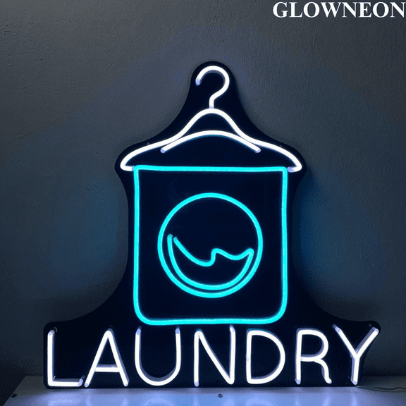 Glowneon Open Laundry Service Neon Sign, Dry Cleaning Shop Led Sign