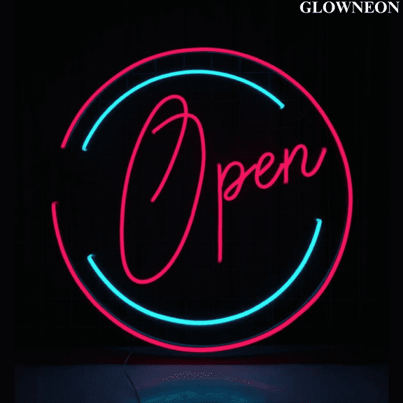 Glowneon Open Logo Neon Sign, Bar Pub Open Led Sign, Store Shop Decor