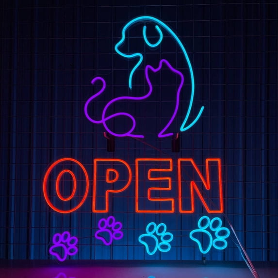 Glowneon Open Pet Shop Neon Signs, Welcome Sign for Pet Salon Vet
