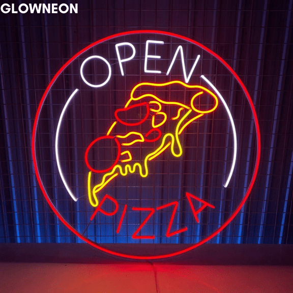 Glowneon Open Pizza Restaurant Neon Sign, Pizza Store Wall Led Light
