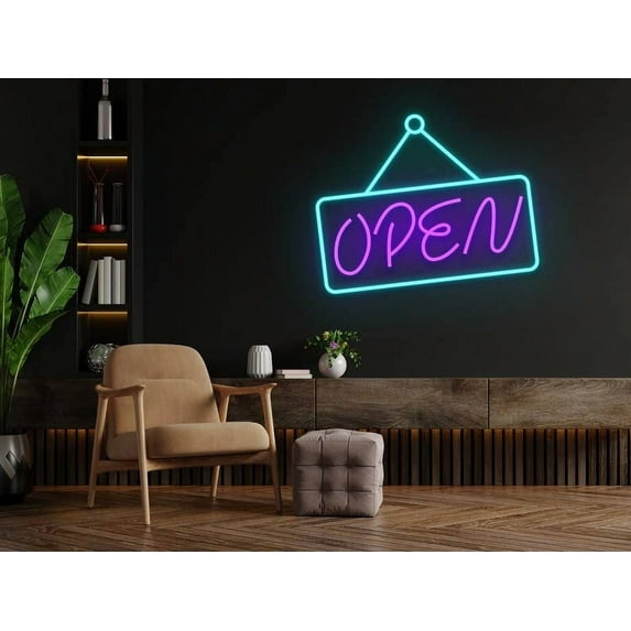 Glowneon Open Welcome Hanging Neon Signs, Store Bar Pub Decor