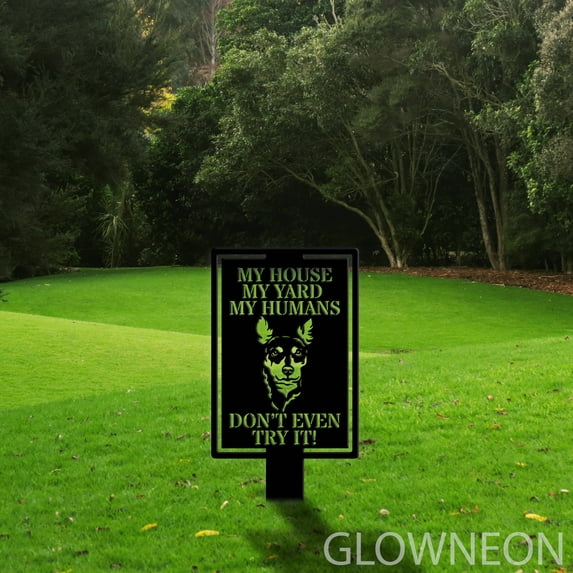 Glowneon Outdoor Dog Metal Yard Stake, Rat Terrier Dog Garden Stake