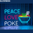 thumbnail image 1 of Glowneon Peace Love Poke Neon Sign, Hawaiian Poke Restaurant Led Sign, 1 of 5