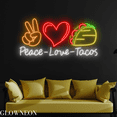 thumbnail image 1 of Glowneon Peace Love Tacos Neon Sign, Tacos Led Sign, Mexican Food Art, 1 of 5