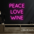 thumbnail image 1 of Glowneon Peace Love Wine Neon Sign, Wine Led Sign, Bar Pub Decor, 1 of 4