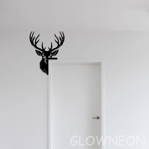 Glowneon Peeking Deer Door Topper Decor, Deer Lover Bedroom Door Trim