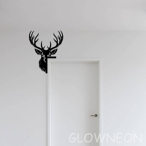 Glowneon Peeking Deer Door Topper Decor, Deer Lover Bedroom Door Trim