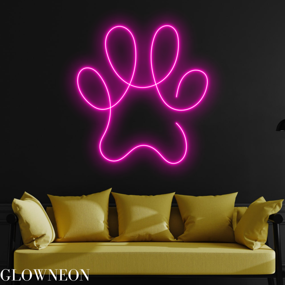 Glowneon Pet Paw Neon Sign, Pet Shop Led Sign, Pet Lover Bedroom Art