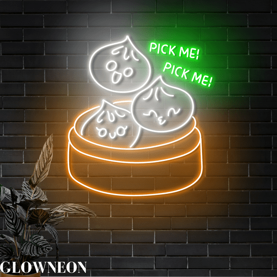 Glowneon Pick Me Dim Sum Neon Light, Chinese Dim Sum Shop Decoration