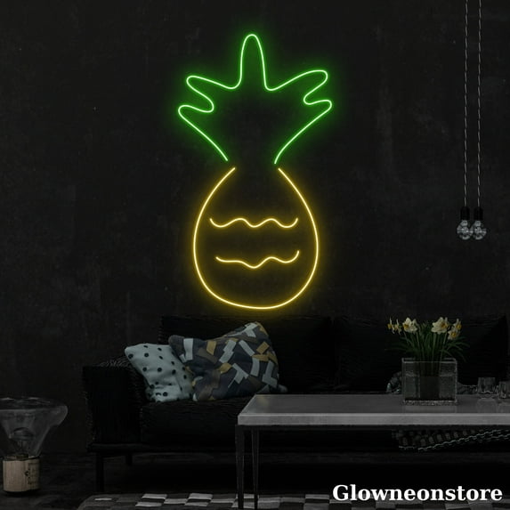 Glowneon Pineapple Neon Sign, Pineapple Led Sign, Juice Fruit Shop Decor Led, Kitchen Decor