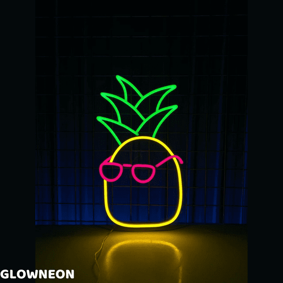 Glowneon Pineapple Sunglasses Neon Sign, Pineapple Cocktail Led Sign