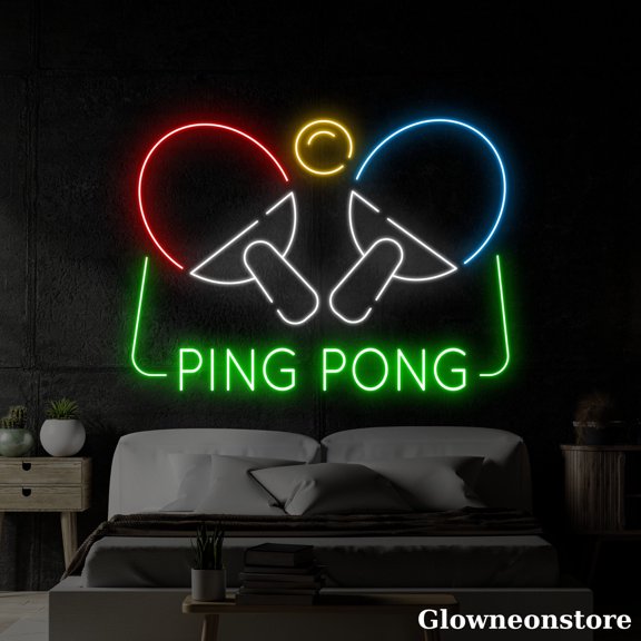 Glowneon Ping Pong Neon Sign, Table Tennis Led Sign, Ping Pong Led Light,Ping Pong Club Decor