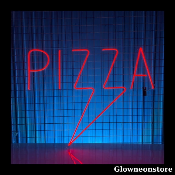 Glowneon Pizza Bolt Neon Sign, Pizza Led Sign, Italian Restaurant Sign, Pizza Decor Store