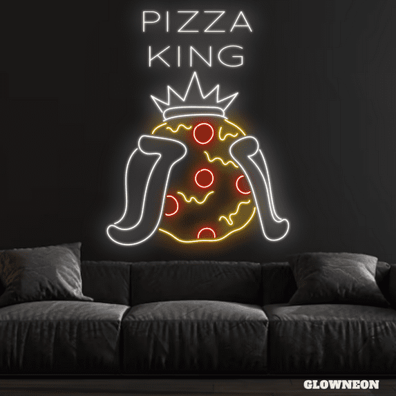 Glowneon Pizza King Neon Sign, Pizza Shop Decor, Pizza Wall Art