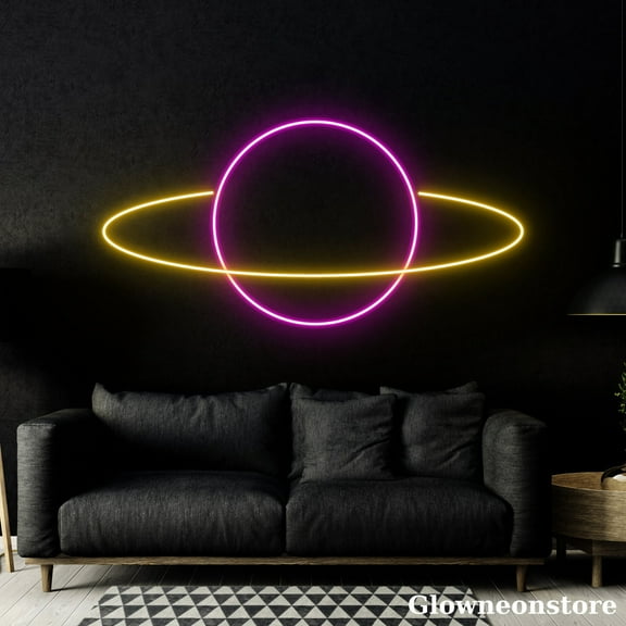 Glowneon Planet Neon Sign, Planets Led Sign, Galaxy Led Lights Wall Art, Universe Sign