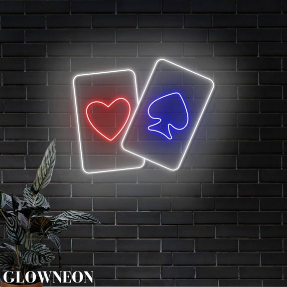 Glowneon Poker Card Wall Led Light, Casino Poker Card Room Wall Decor