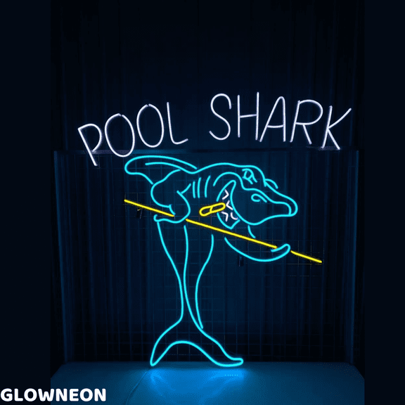 Glowneon Pool Shark Neon Sign, Billiards Pool Hall Snooker Led Light