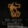 thumbnail image 1 of Glowneon Praying Hands Cross Neon Sign, Cross LED Sign, Praying Hand Neon Light, Custom Neon Sign, 1 of 5