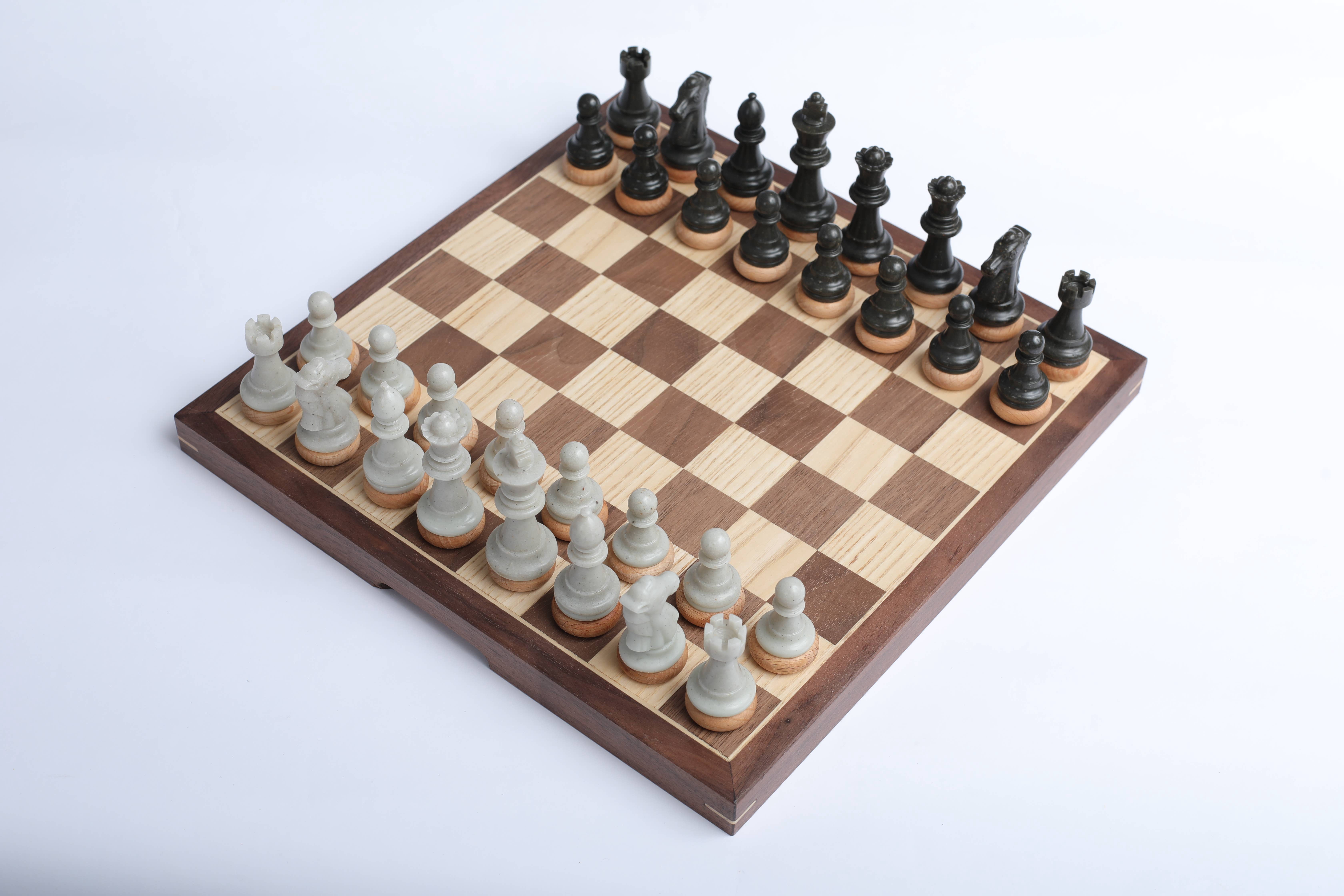 Glowneon Premium Wood Chess Set, Luxury Chess Set With Wood Board