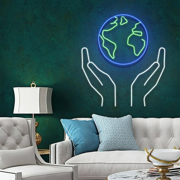 Glowneon Protect Earth Neon Signs, Wall Bedroom Decor