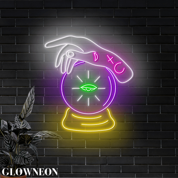 Glowneon Psychic Crystal Ball Neon Signs For Tarot Psychic Shop Decor