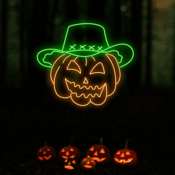 Glowneon Pumpkin hat Neon Signs, Halloween Long-lasting Light Decor