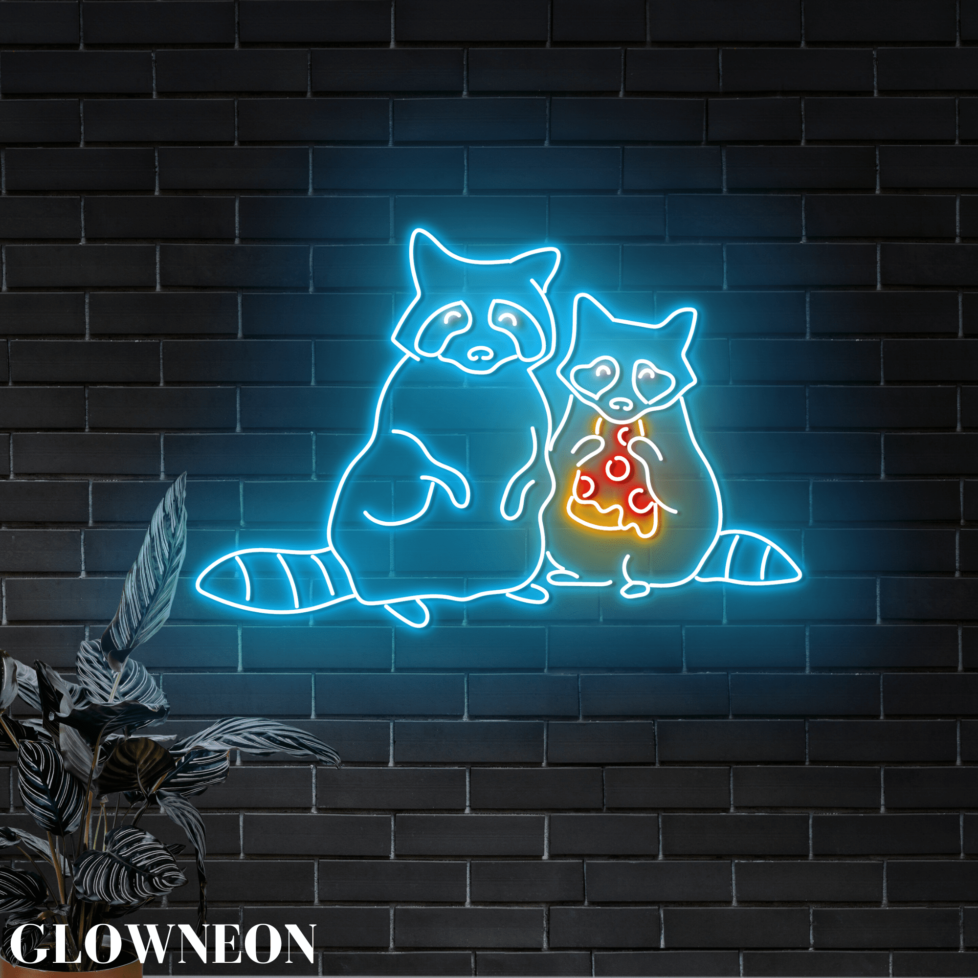 Light Raccoons Glowneon Raccoon Pizza Led Light, Raccoon Wall Decor, Pizza Shop Sign ...