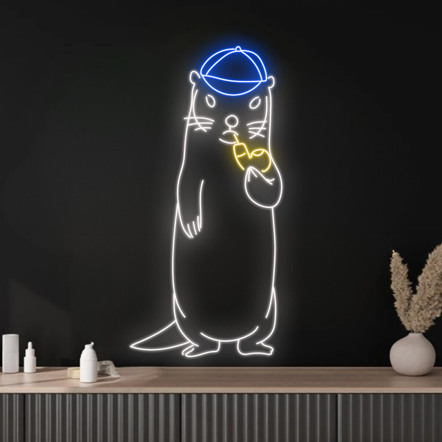 Glowneon Raccoon Smoking Neon Sign, Animal Art Wall, Lights Decor