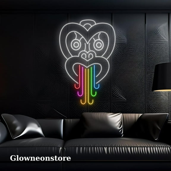 Glowneon Rainbow Monkey Symbol Neon Sign, Rainbow Mokey Led Sign, Handmade Rainbow Monkey Led Light