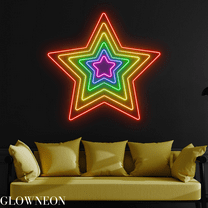 Glowneon Rainbow Star Neon Sign, Pride Star Led Sign, LGBT Wall Art