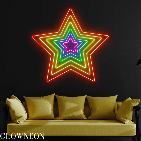 Glowneon Rainbow Star Neon Sign, Pride Star Led Sign, LGBT Wall Art