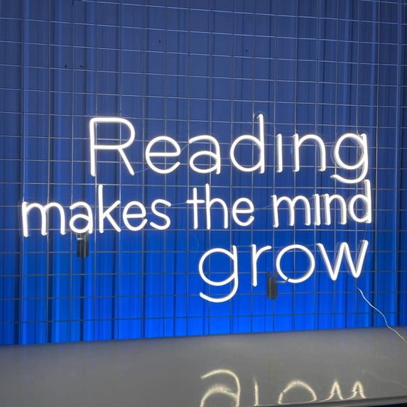 Glowneon Reading Makes the Mind Grow Neon Sign, Wall Art Decor
