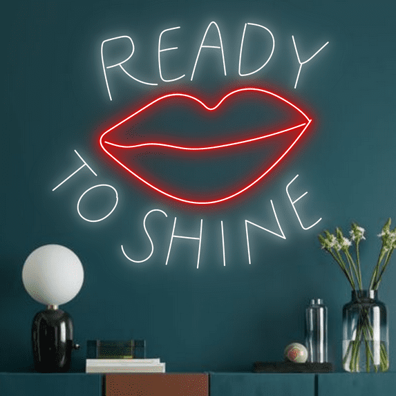 Glowneon Ready To Shine Neon Sign, Salon Spa Boutique Wall Decor