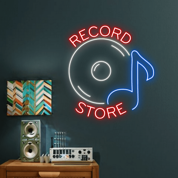 Glowneon Record Studio Neon Sign, Music Studio Shop Wall LED Decor
