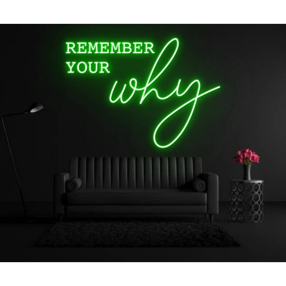 Glowneon Remember Your Why Neon Sign, Quote Home Wall Art Decor