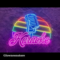 Glowneon Retro Microphone Neon Sign, Microphone Decoration, Karaoke Night Neon Sign, Karaoke Led