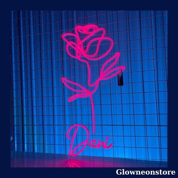 Glowneon Rose Flower Neon Sign, Flower Led Light, Flower Name Led Light, Flower Shop Signage