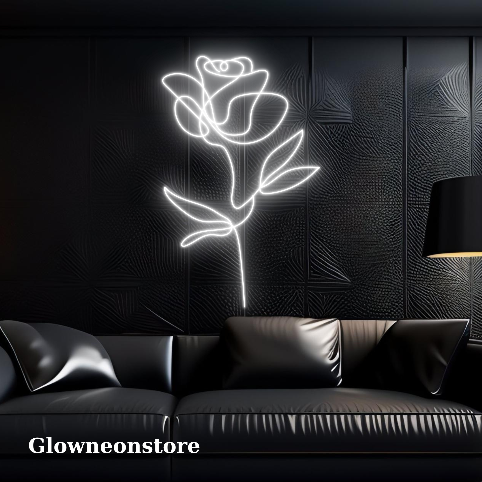 Glowneon Rose Line Art Neon Sign, Rose Flower Minimalist Art Sign