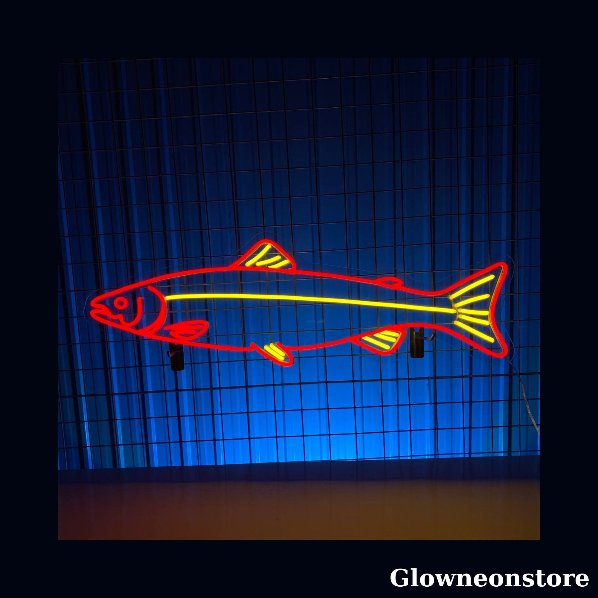 Glowneon Salmon Fish Neon Sign, Salmon Fish LED Sign, Handmade Fish Neon  Lights Wall Art 
