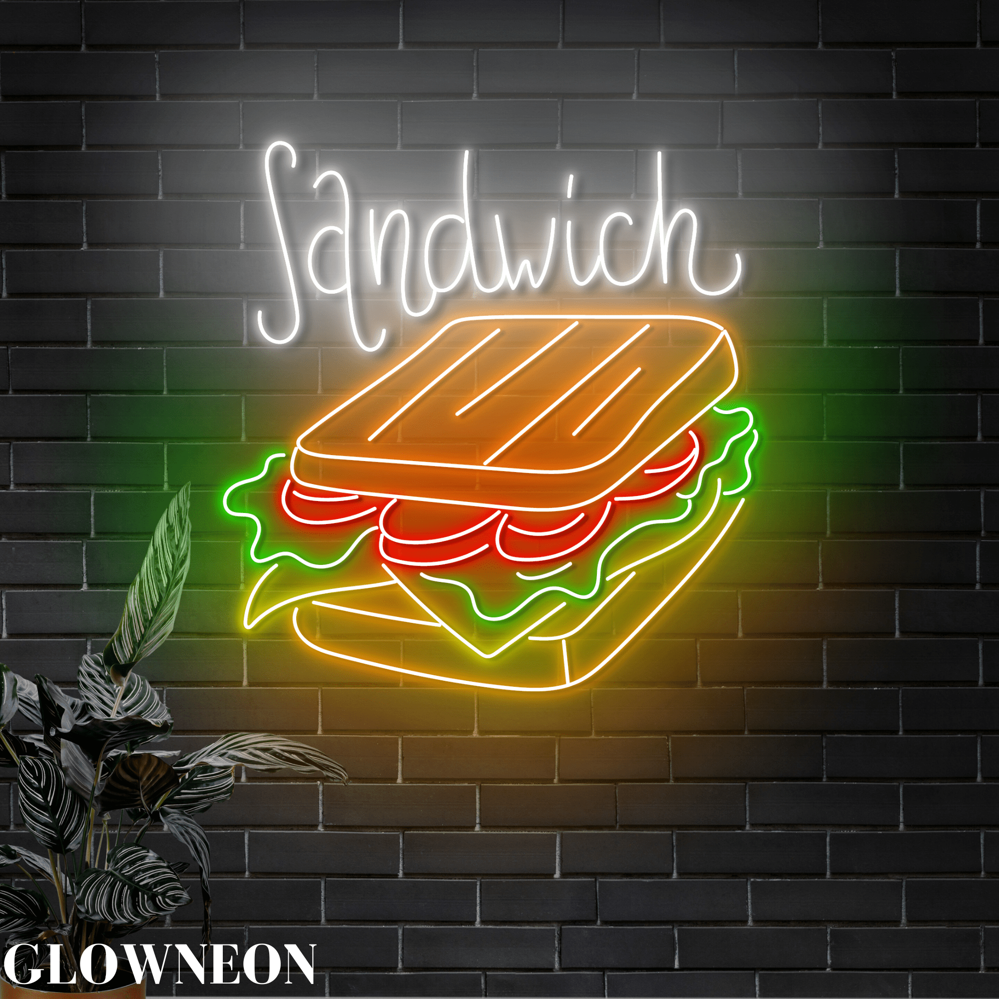 Glowneon Sandwich Neon Sign, Open Fast Food Sandwich Shop Led Sign Glowneon Sandwich Neon Sign, Open Fast Food Sandwich Shop Led Sign