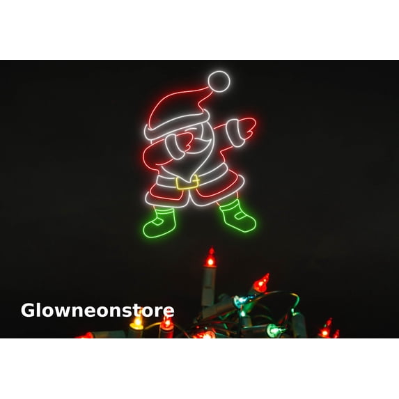 Glowneon Santa Claus Dab Neon Sign, Dabbing Santa Led Sign, Santa Claus Sign, Funny Christmas Decor