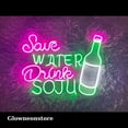 thumbnail image 1 of Glowneon Save Water Drink Soju Neon Sign, Save Water Drink Soju Led Light, Open Welcome Sign, 1 of 4