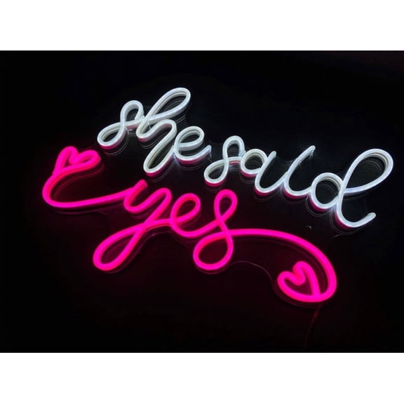 Glowneon She Said Yes Neon Sign, Propose Wedding Party Light Decor