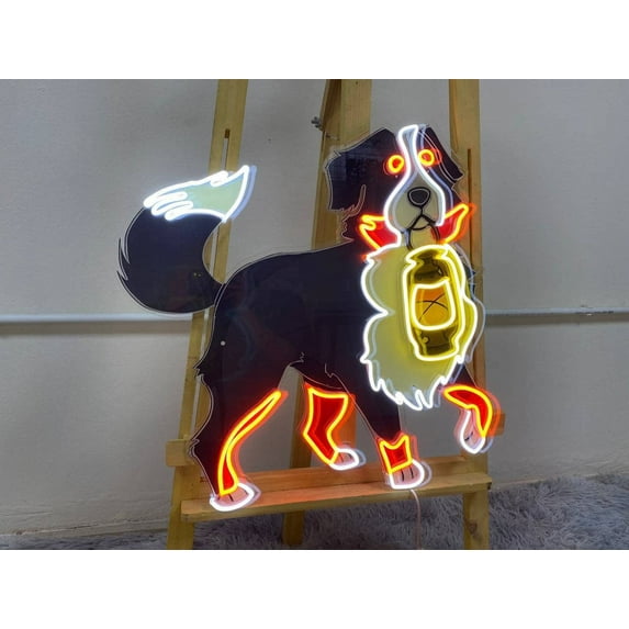 Glowneon Sheep Dog Neon Print Sign, Sheep Dog Led Wall Decor