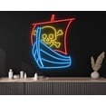 thumbnail image 1 of Glowneon Ship Head Skull Pirate Privateer Neon Sign, 1 of 4