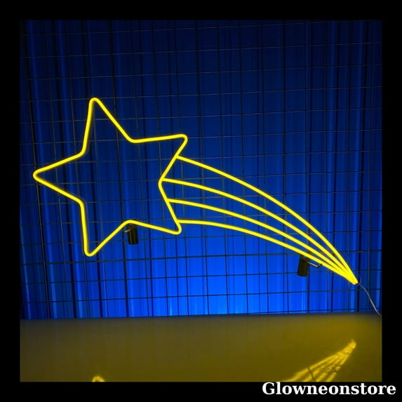 Glowneon Shooting Star Neon Sign, Star Led Sign, Christmas Decor,Noel Gifts, Christmas Star Led