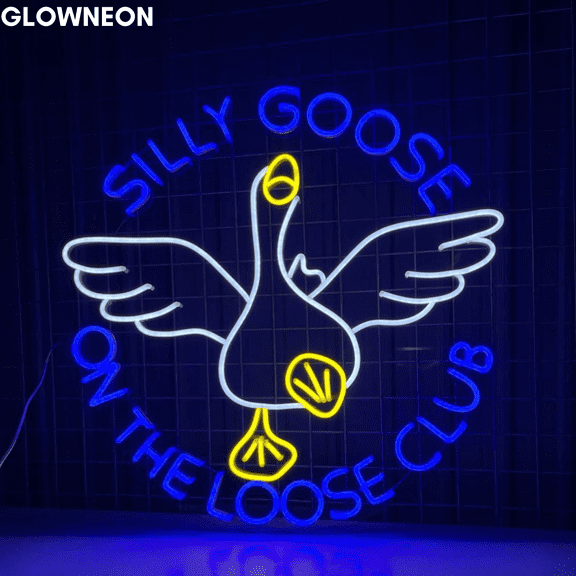 Glowneon Silly Goose On The Loose Club Wall Led Light, Goose Farm Art